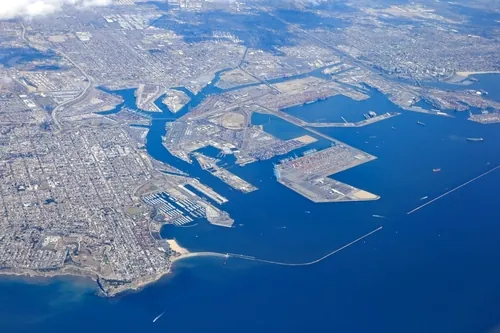 Aerial view of the port of Long Beach