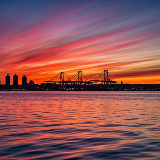 the Port of Albany at dusk