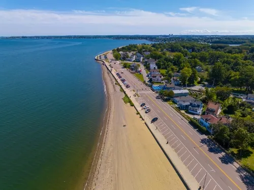 arial view of a beach in Quincy