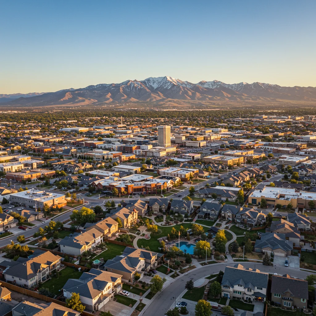 overhead view of the a town in Sandy, Utah