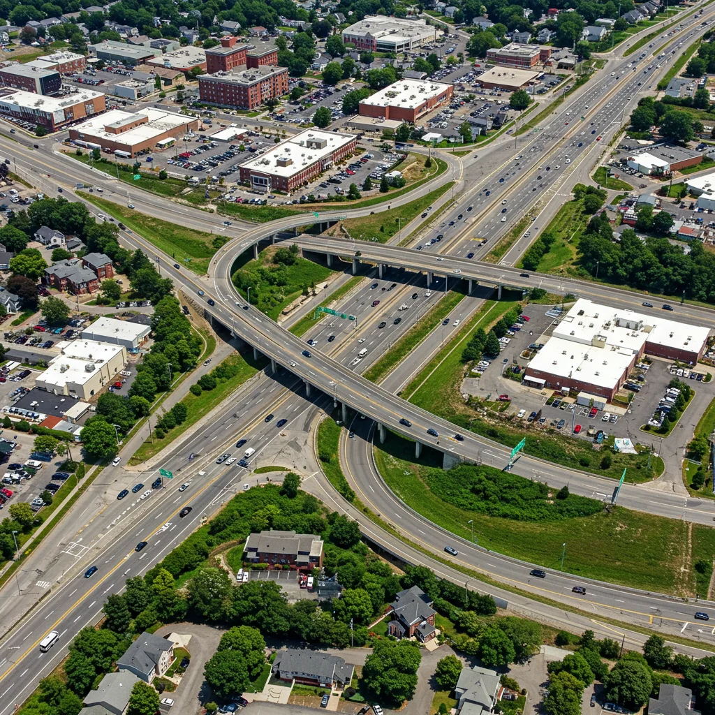 overhead view of highways in Cranston