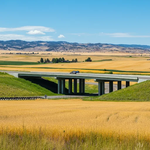 a freeway going over a field in Idaho