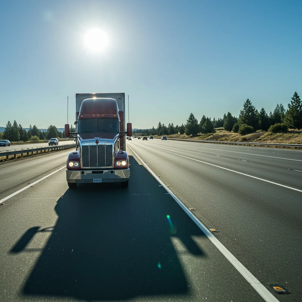 a truck driving down a Redding, CA highway