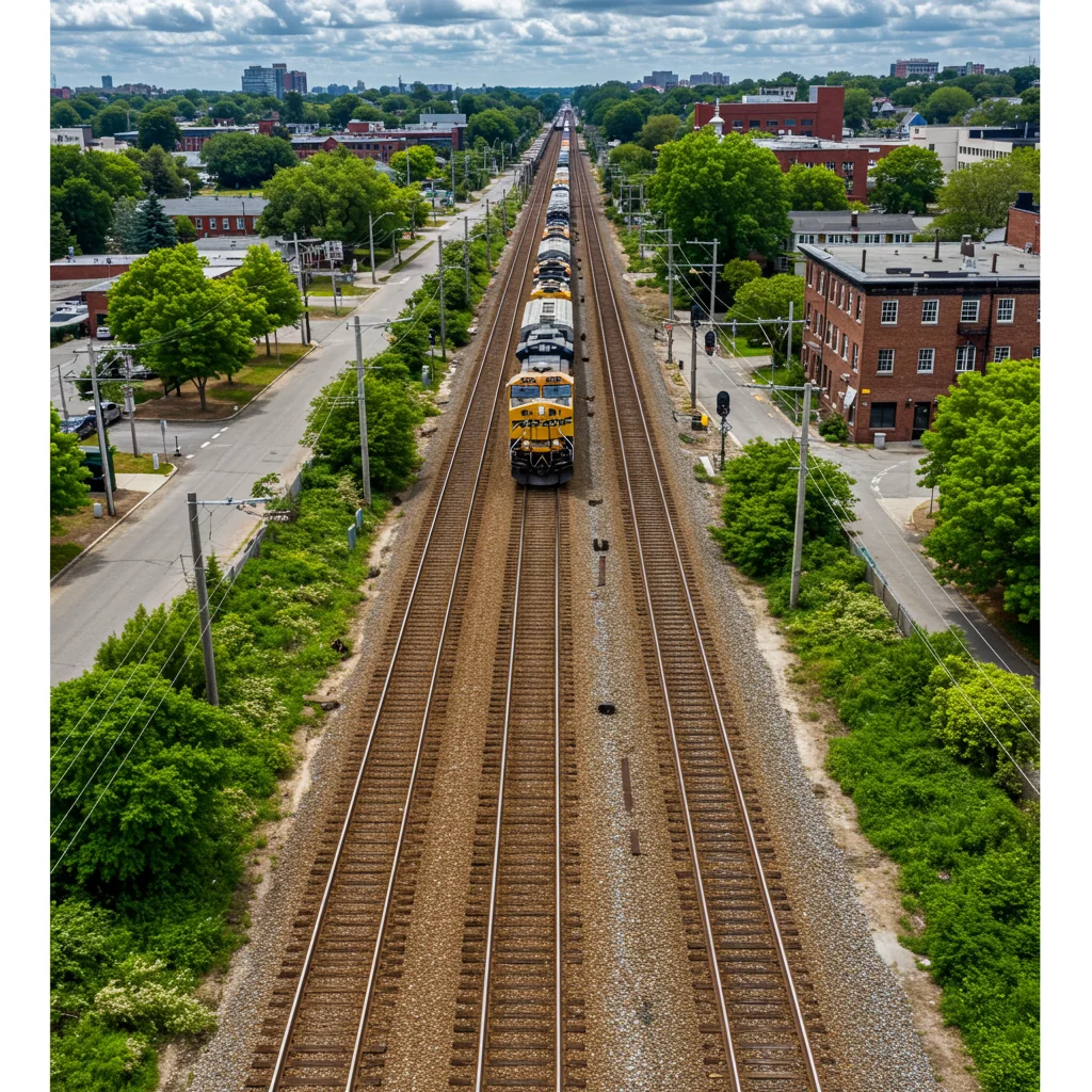 a railroad and freight train in Somerville