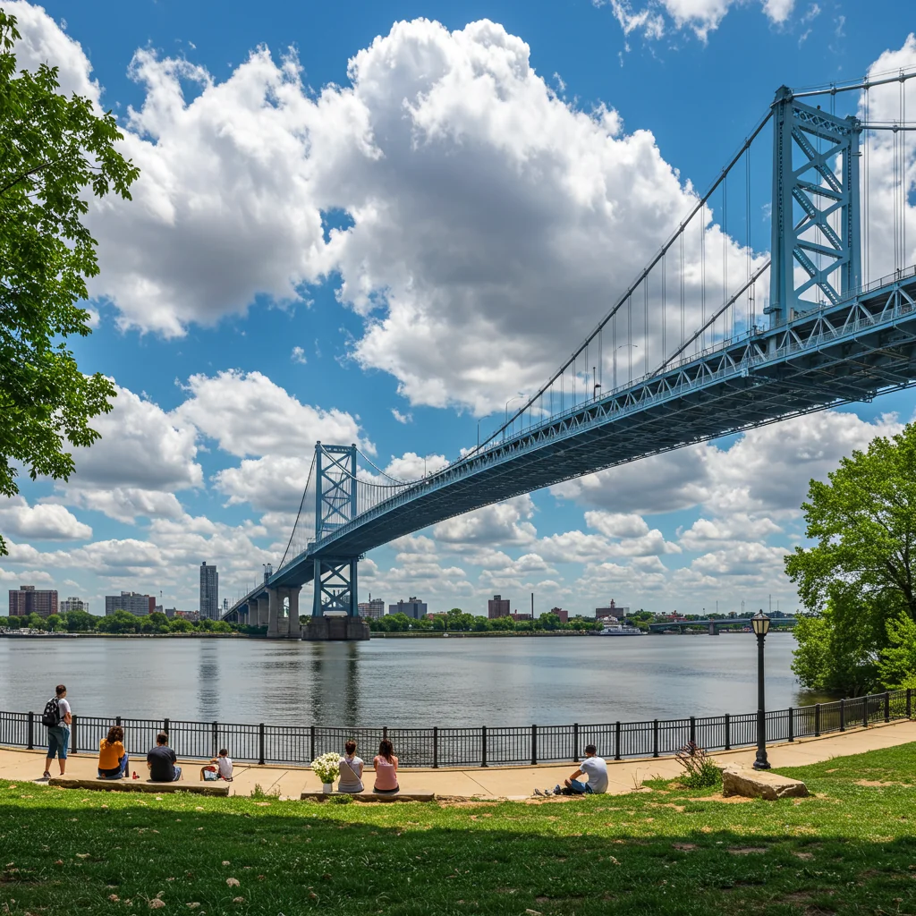 the Benjamin Franklin Bridge 