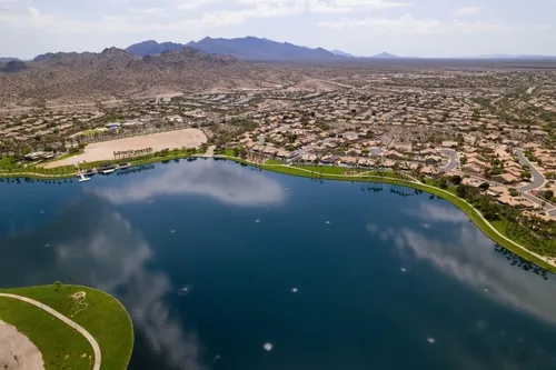 aerial view of north lake and goodyear arizona cityscape