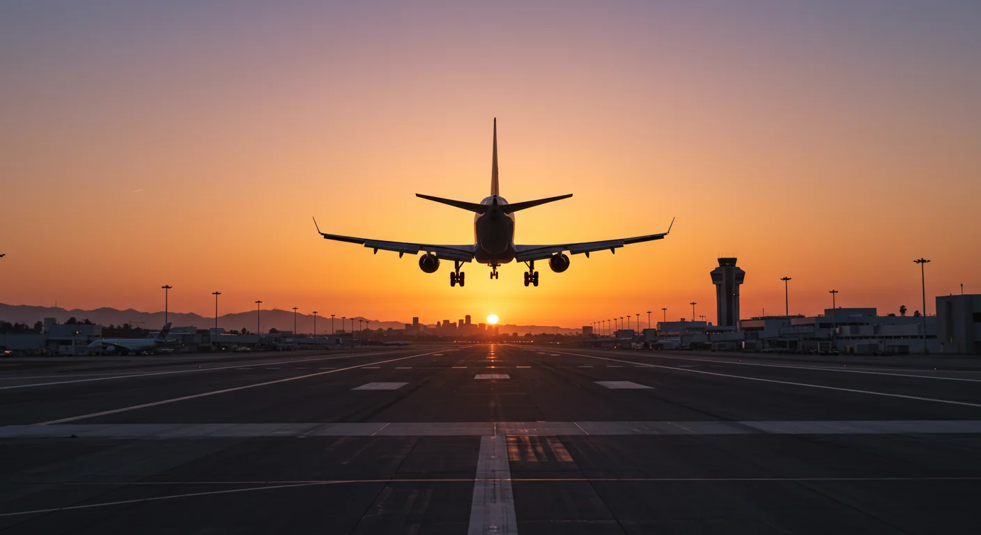 AI image of plane landing at LAX