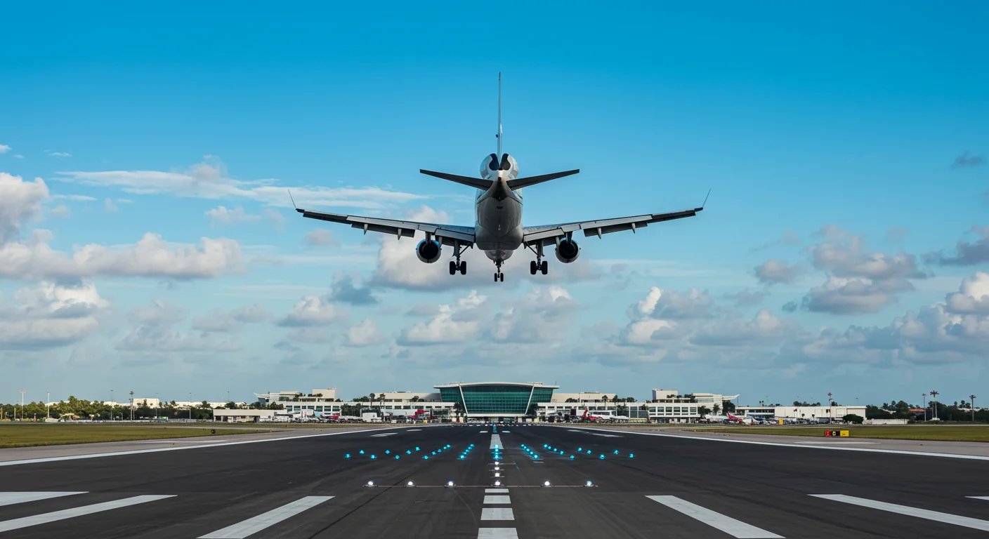 AI image of cargo plane landing at airport