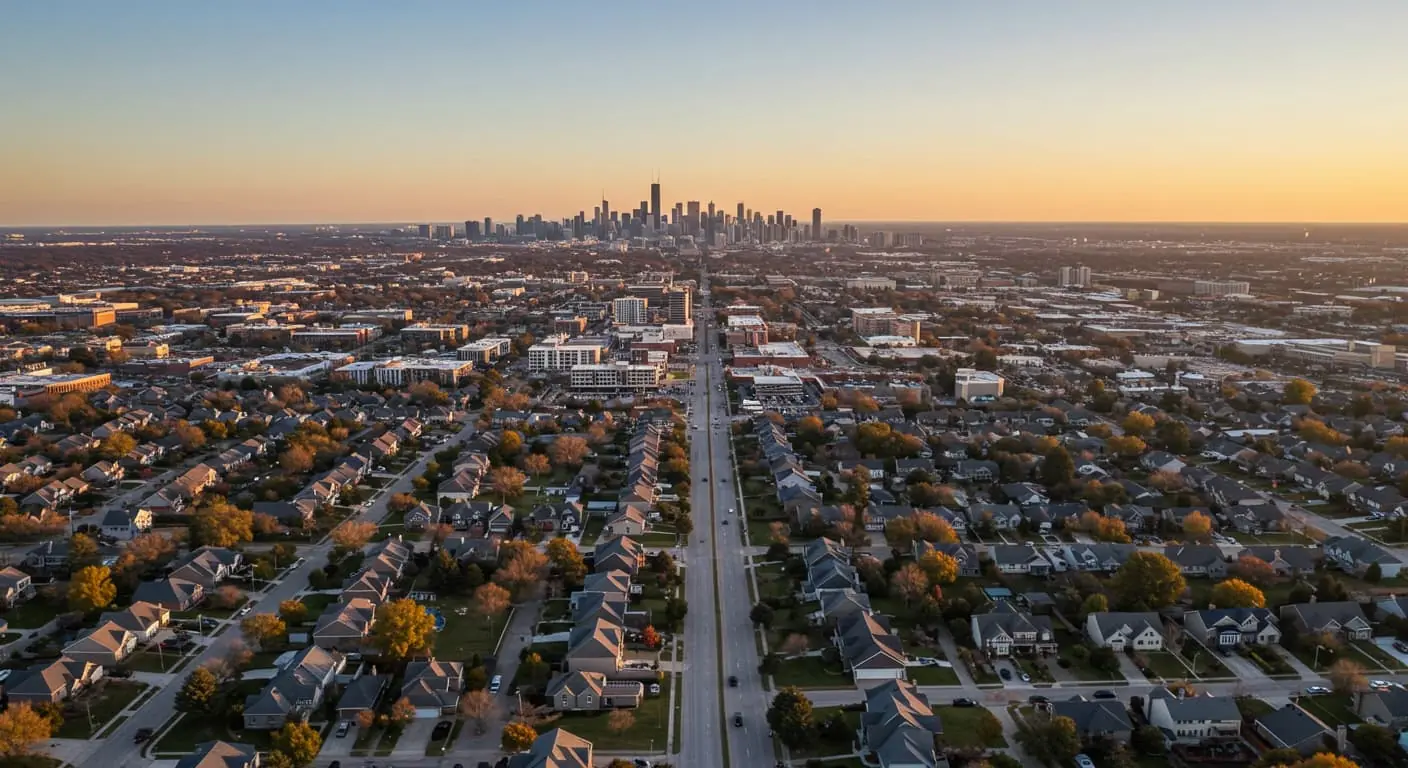 Arlington Heights with Chicago in the background