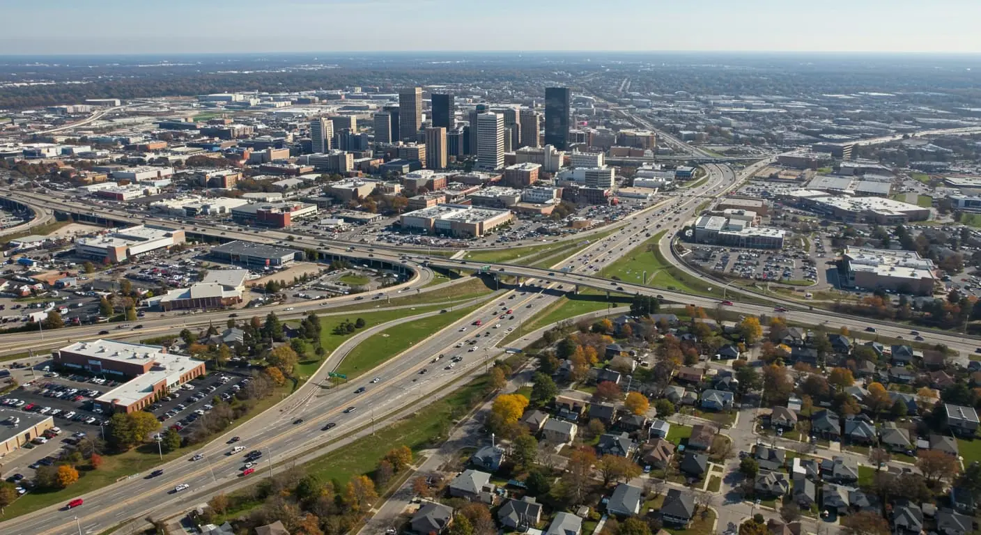 aerial view of the city of Southfield