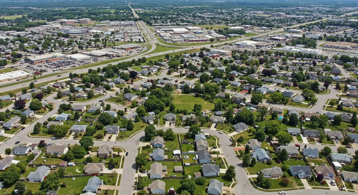 aerial view of Westland, MI