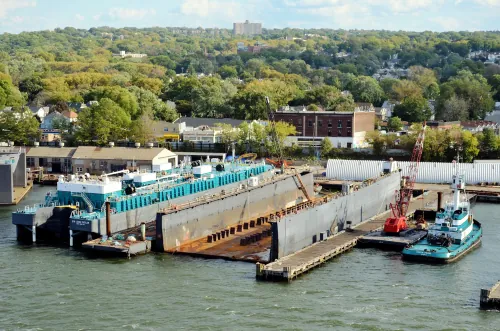 birds eye view of the docks at the Port of Richmond