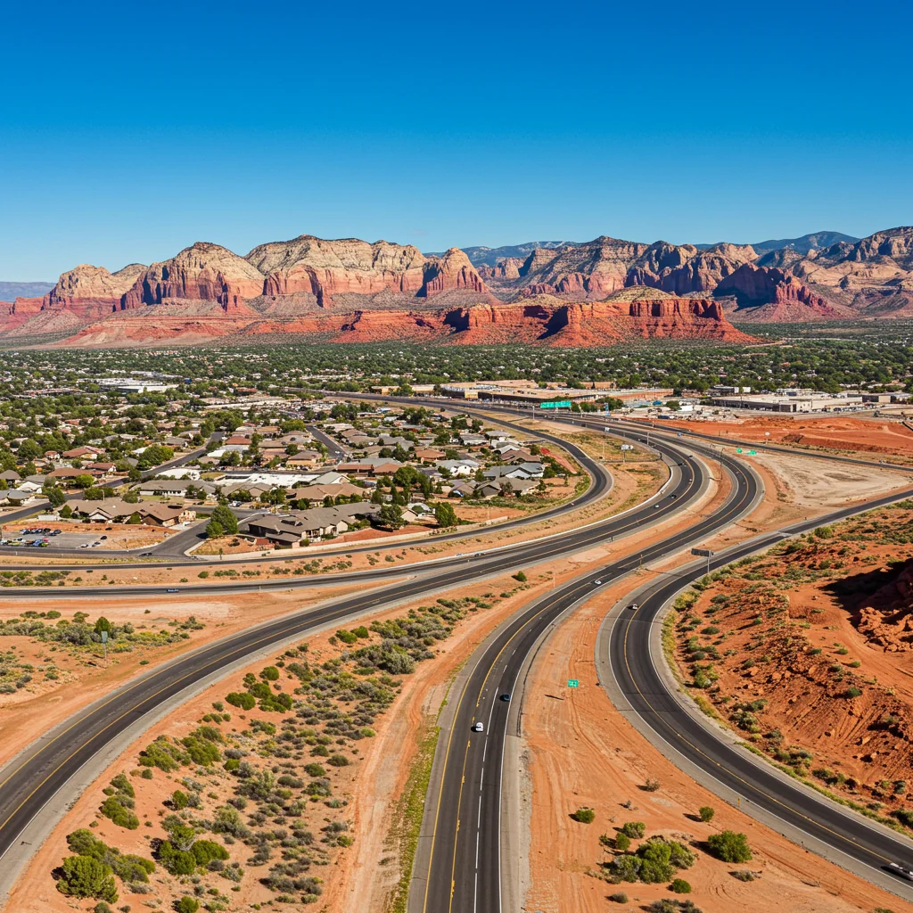 aerial view of St. George roadways 