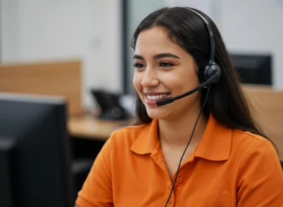 female customer service agent smiling