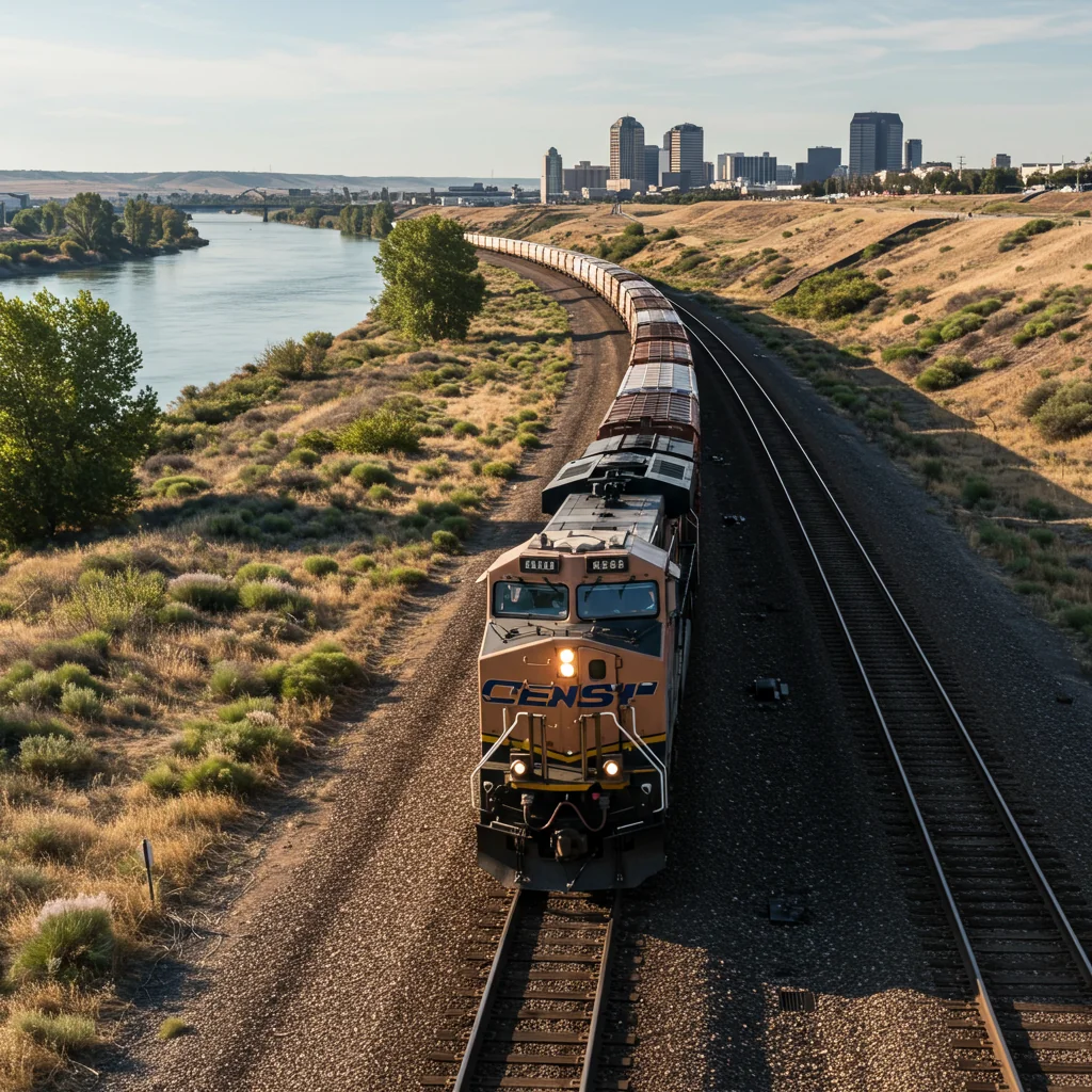 a freight train in Kennewick Washington