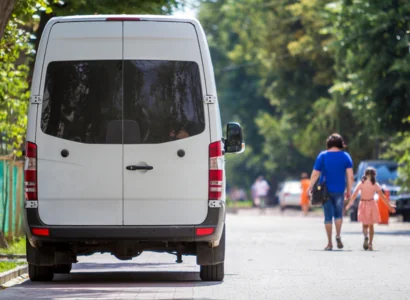 back view of a white sprinter van