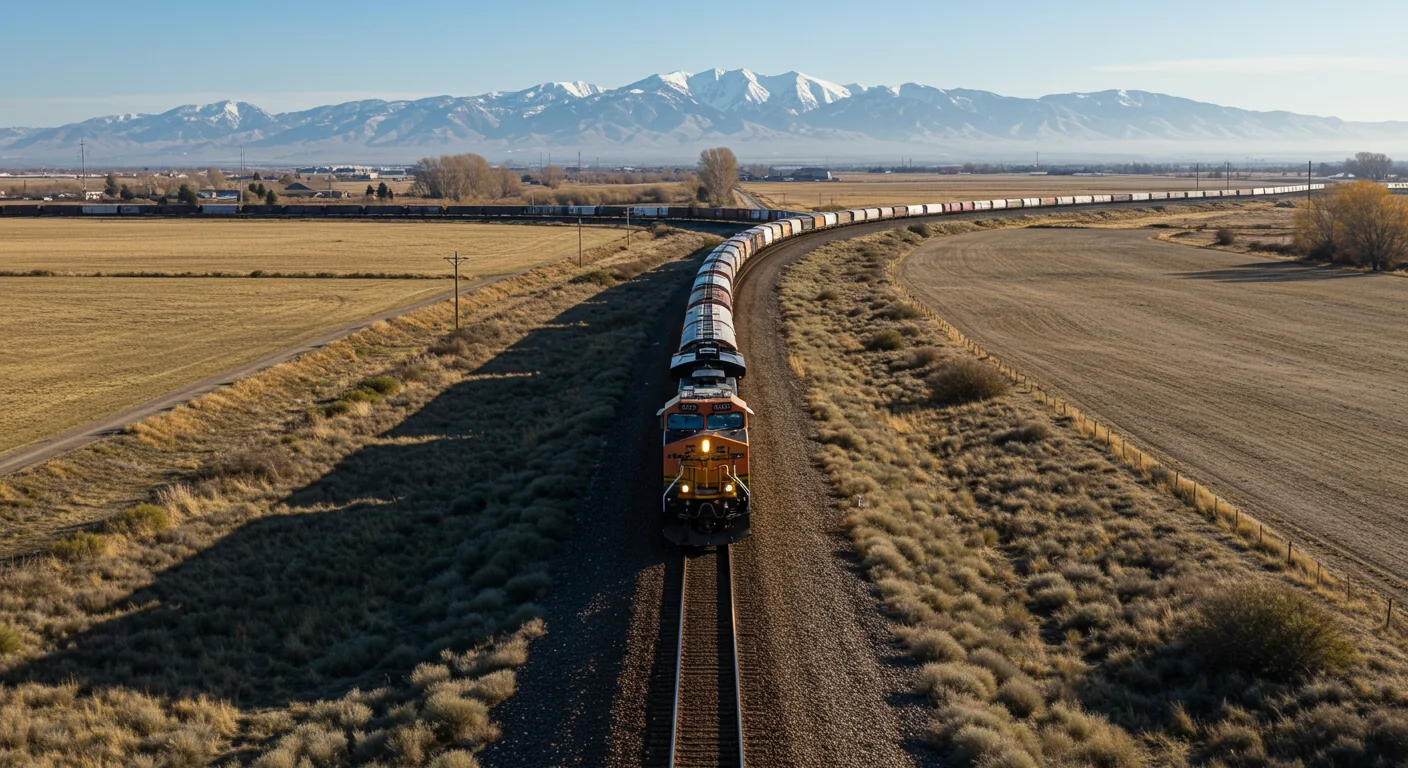 AI image of freight train in Clovis, California