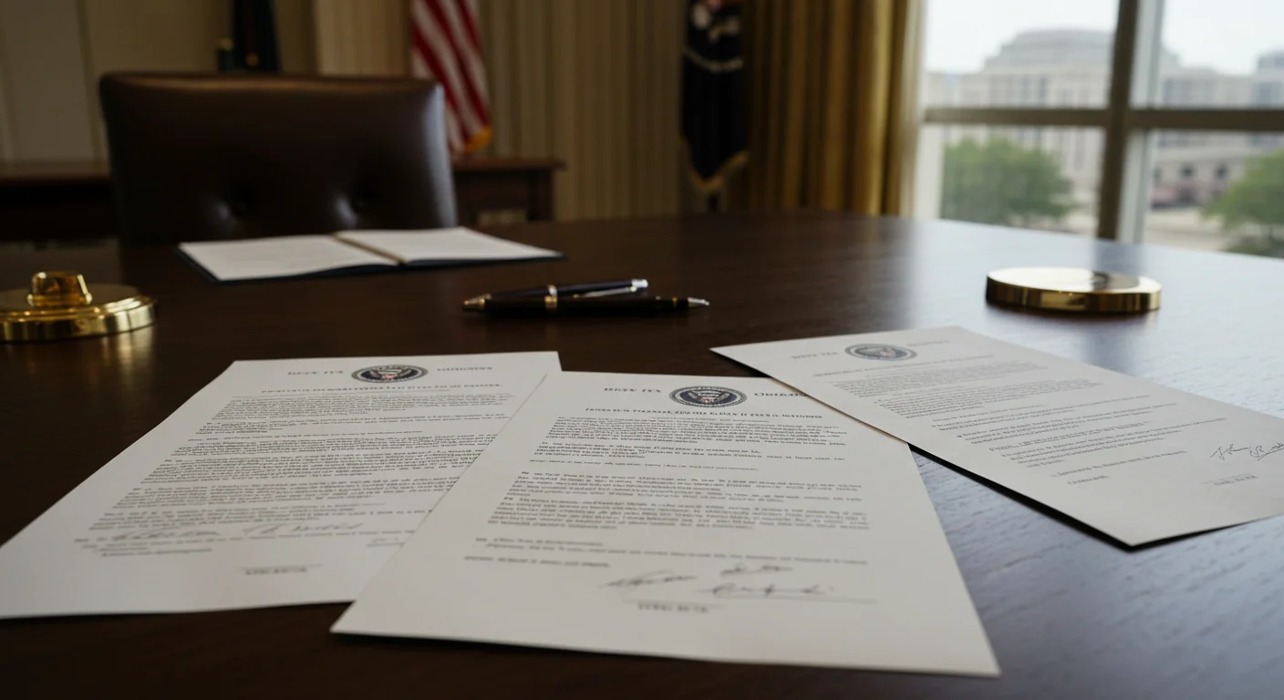 Executive orders on a desk