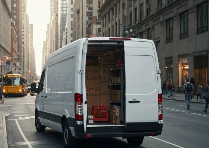 cargo van delivering in the city